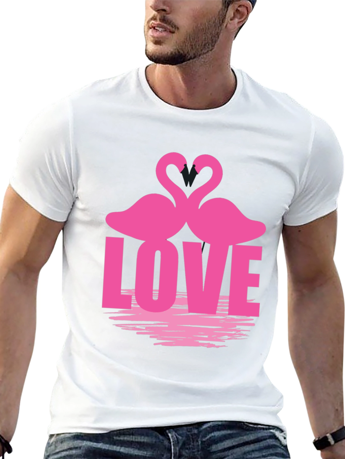 Camiseta Negra Amor Flamencos San Valentín