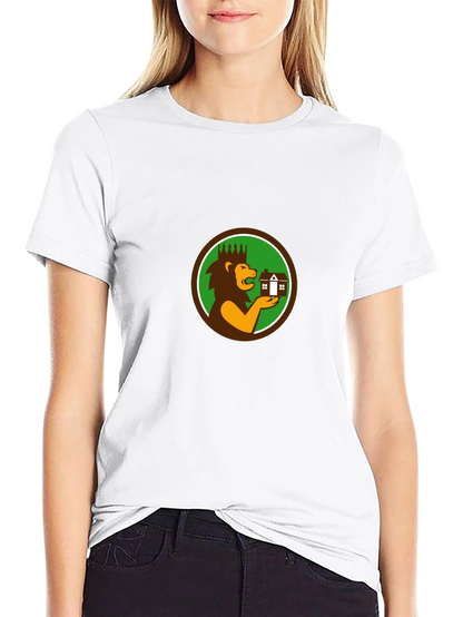 Camiseta Negra con Diseño de León Inmobiliario
