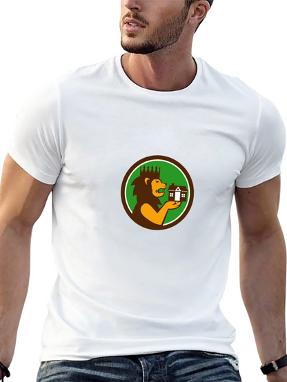 Camiseta Negra con Diseño de León Inmobiliario