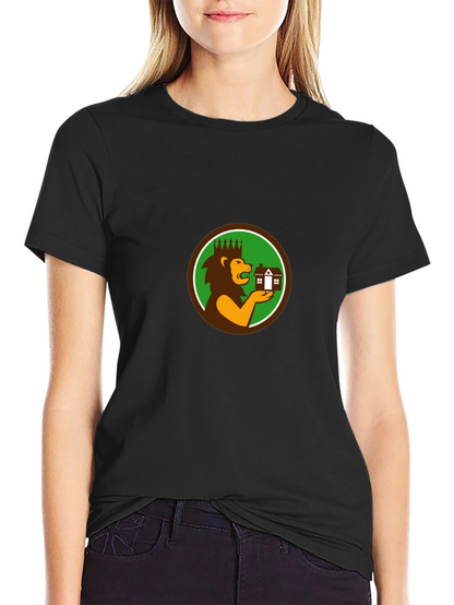 Camiseta Negra con Diseño de León Inmobiliario