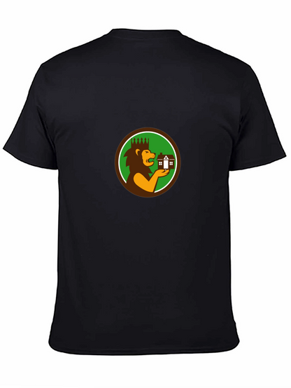 Camiseta Negra con Diseño de León Inmobiliario