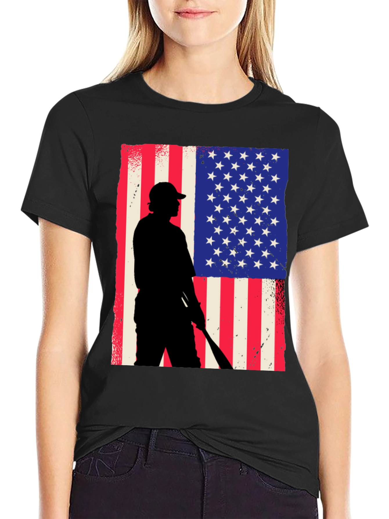 Camiseta Hombre Diseño Patriótico Béisbol