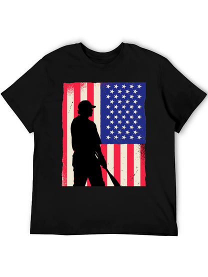 Camiseta Hombre Diseño Patriótico Béisbol