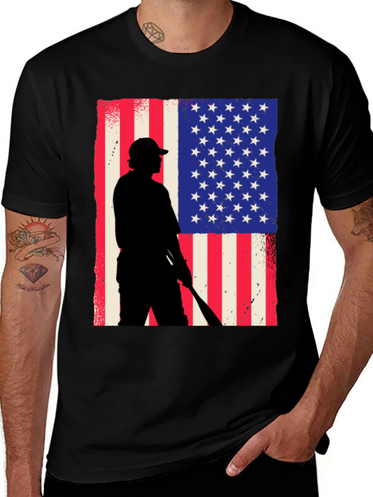 Camiseta Hombre Diseño Patriótico Béisbol
