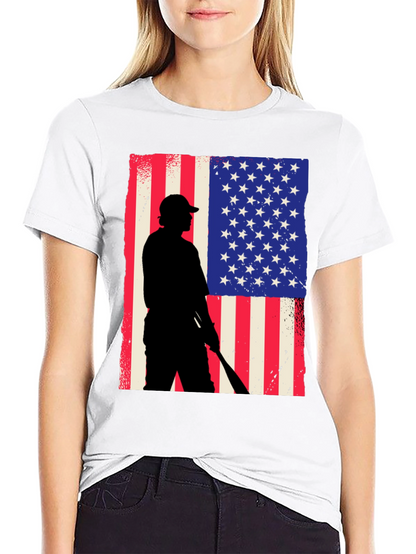 Camiseta Hombre Diseño Patriótico Béisbol