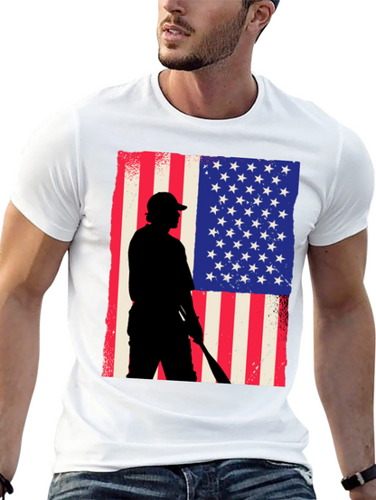 Camiseta Hombre Diseño Patriótico Béisbol