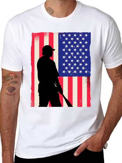 Camiseta Hombre Diseño Patriótico Béisbol
