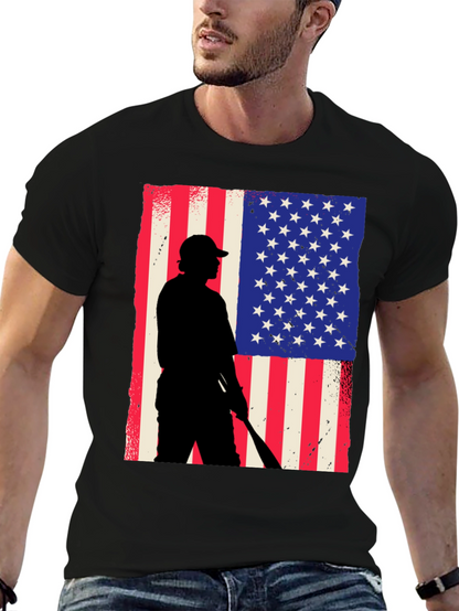 Camiseta Hombre Diseño Patriótico Béisbol