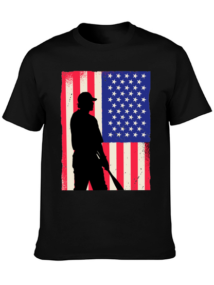 Camiseta Hombre Diseño Patriótico Béisbol