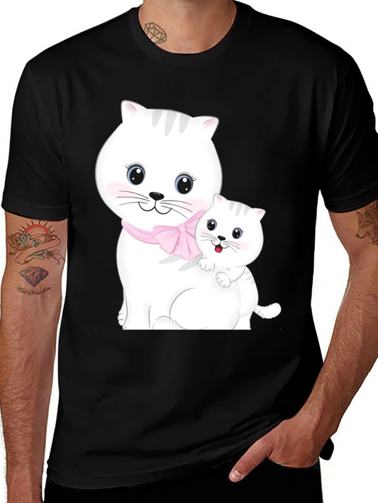 Camiseta Negra con Diseño de Gatos Adorables