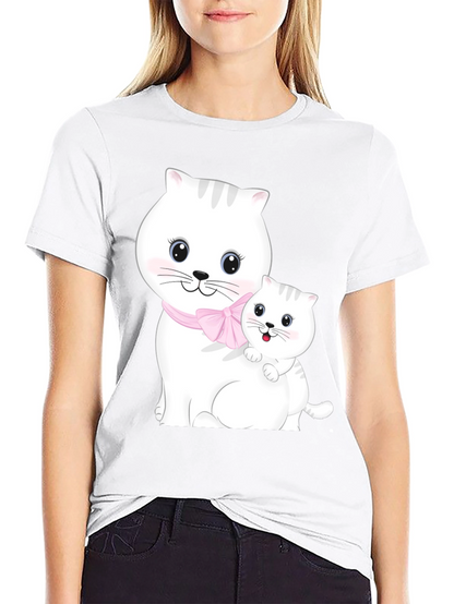 Camiseta Negra con Diseño de Gatos Adorables