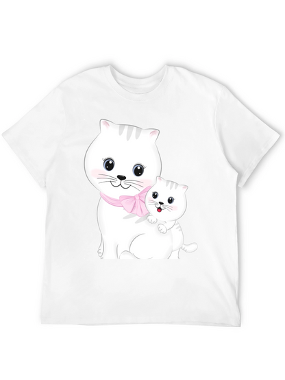 Camiseta Negra con Diseño de Gatos Adorables