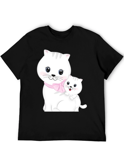 Camiseta Negra con Diseño de Gatos Adorables