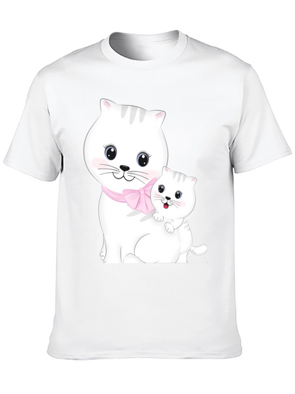 Camiseta Negra con Diseño de Gatos Adorables