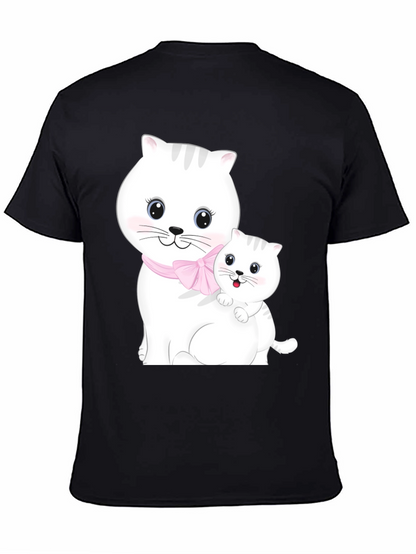 Camiseta Negra con Diseño de Gatos Adorables