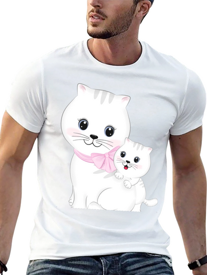 Camiseta Negra con Diseño de Gatos Adorables
