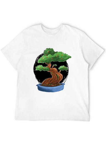 Camiseta Negra con Diseño de Bonsái Frutal