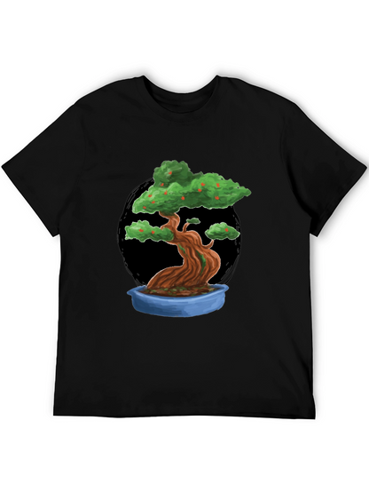 Camiseta Negra con Diseño de Bonsái Frutal