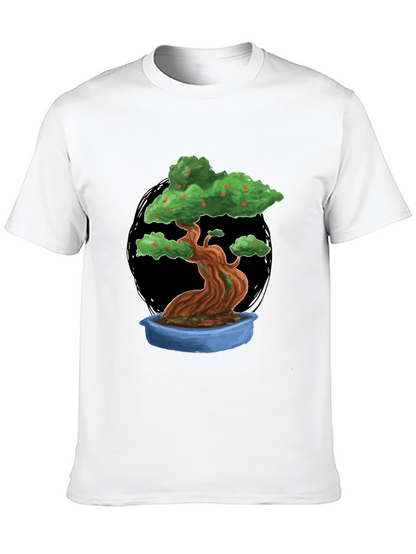 Camiseta Negra con Diseño de Bonsái Frutal