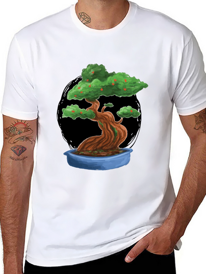 Camiseta Negra con Diseño de Bonsái Frutal