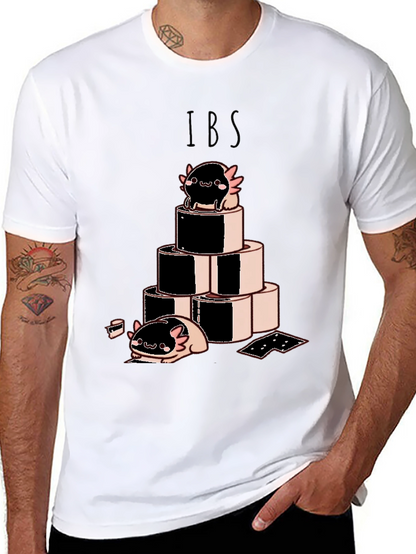 Camiseta Negra IBS con Dibujo Axolotl y Rollos