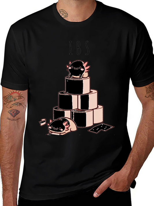Camiseta Negra IBS con Dibujo Axolotl y Rollos