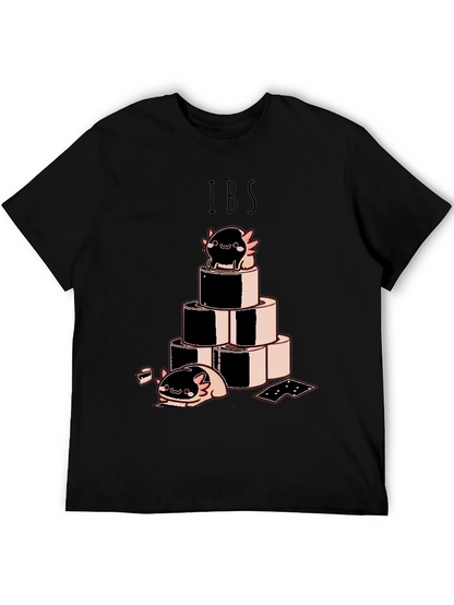 Camiseta Negra IBS con Dibujo Axolotl y Rollos