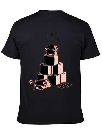 Camiseta Negra IBS con Dibujo Axolotl y Rollos