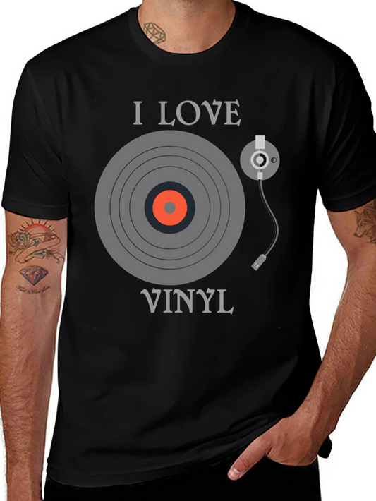 Camiseta Negra I Love Vinyl - Para Amantes de la Música