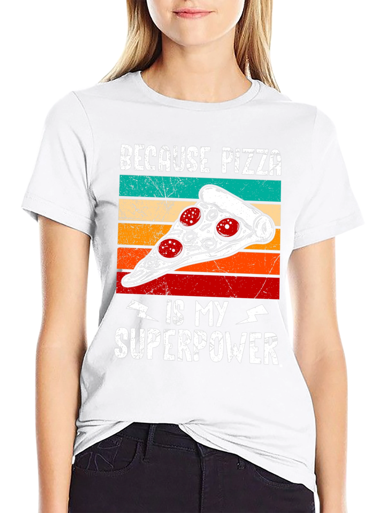 Camiseta Negra Pizza es mi Superpoder