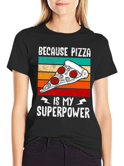 Camiseta Negra Pizza es mi Superpoder