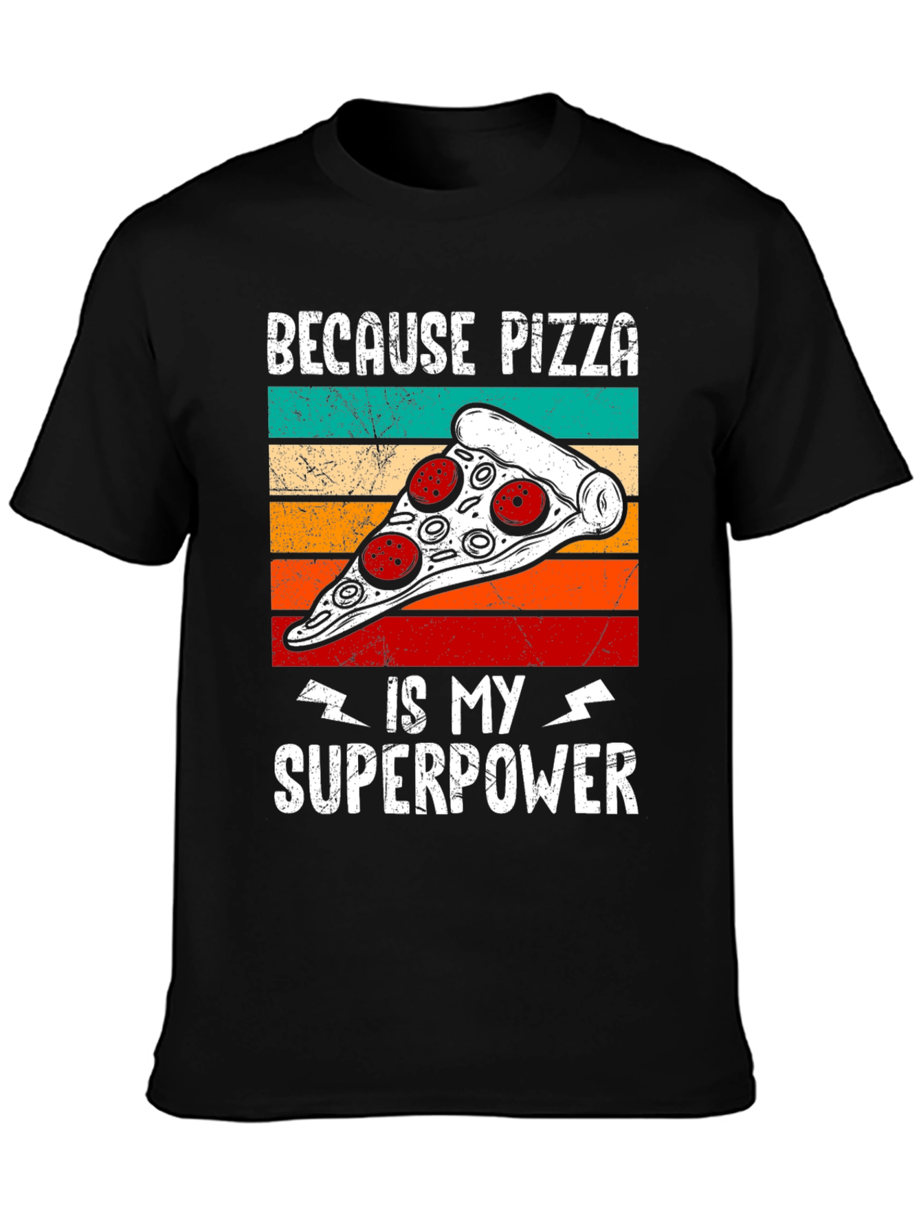 Camiseta Negra Pizza es mi Superpoder