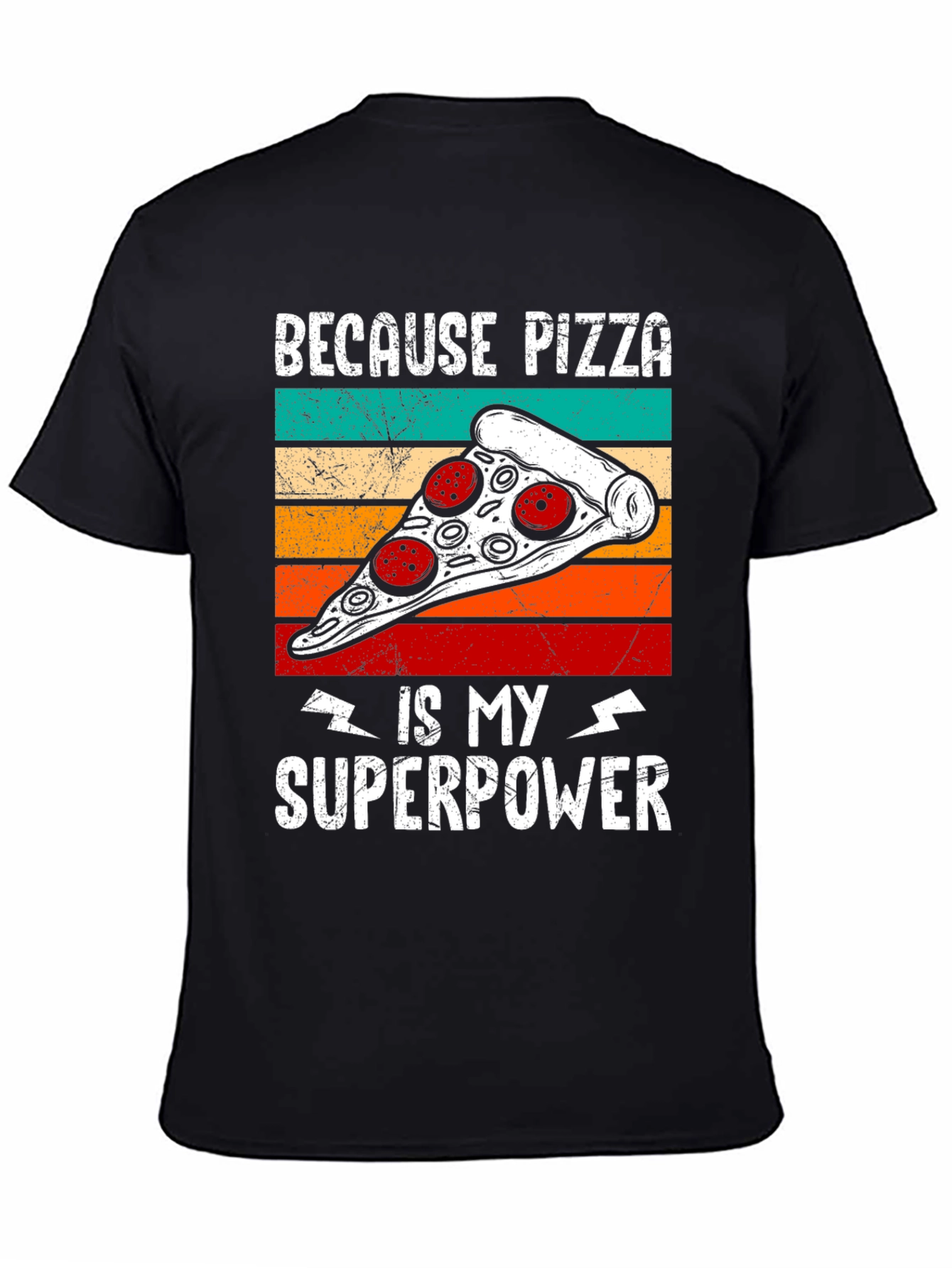 Camiseta Negra Pizza es mi Superpoder
