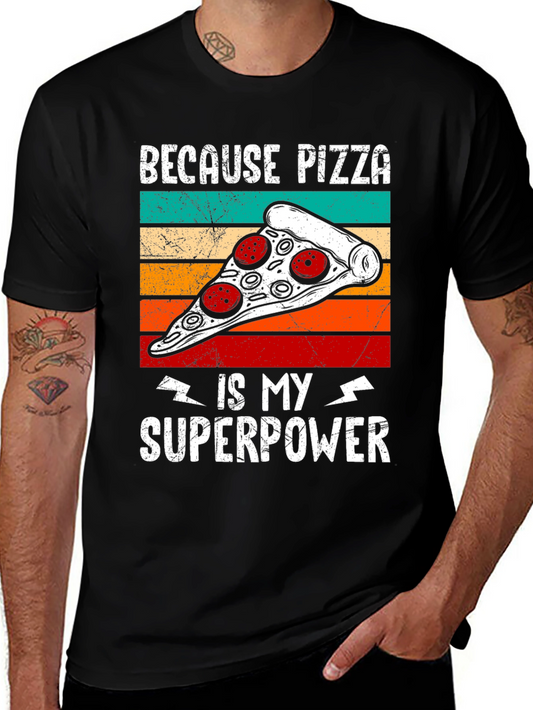 Camiseta Negra Pizza es mi Superpoder