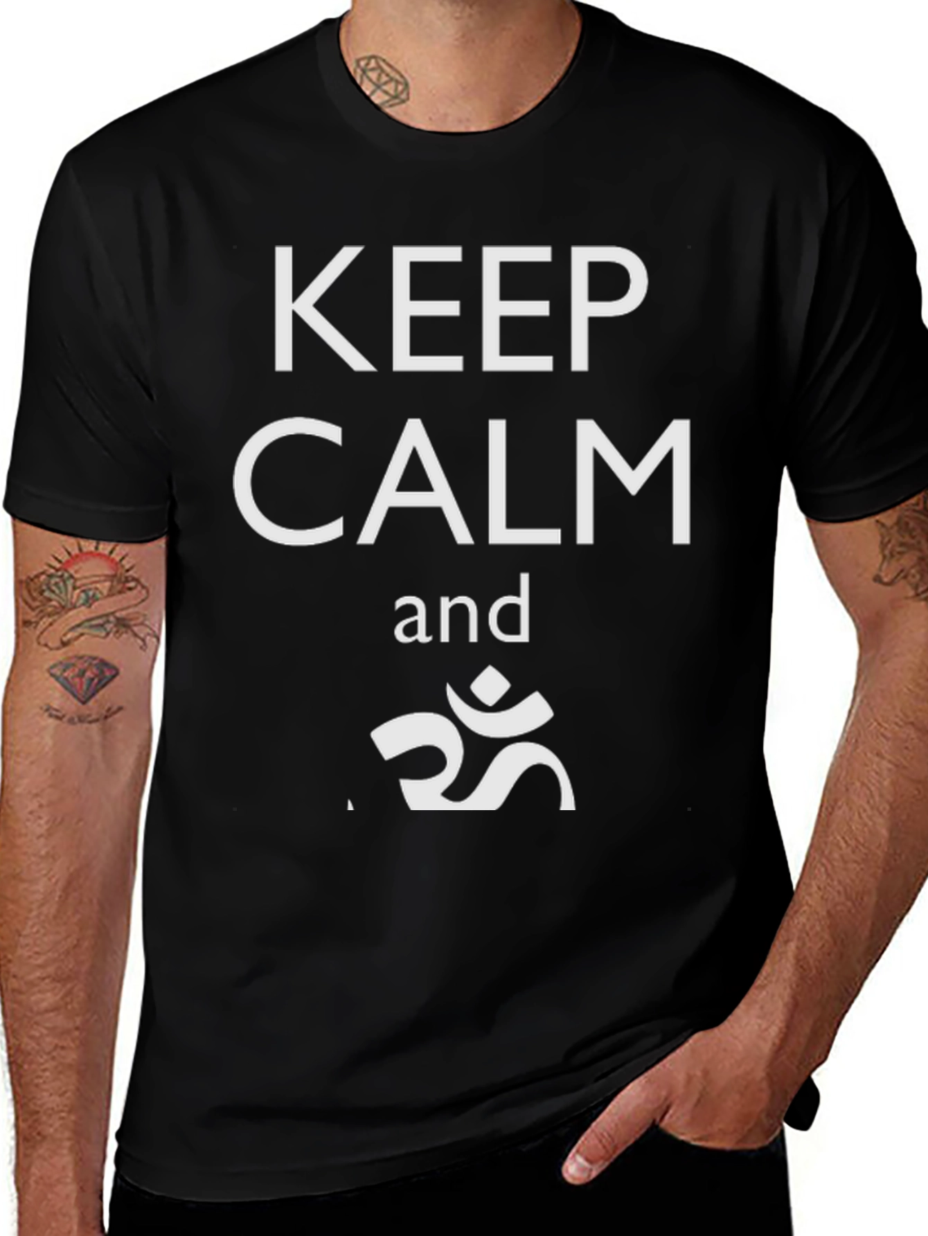 Camiseta Negra Keep Calm Om