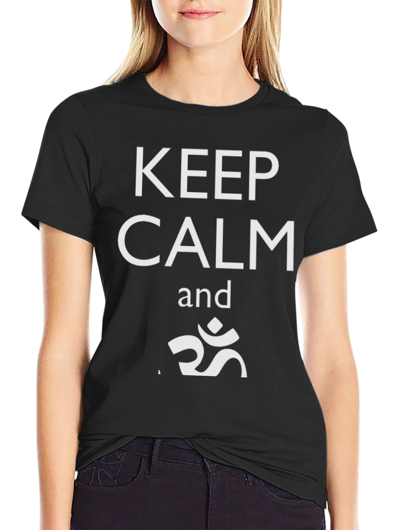 Camiseta Negra Keep Calm Om
