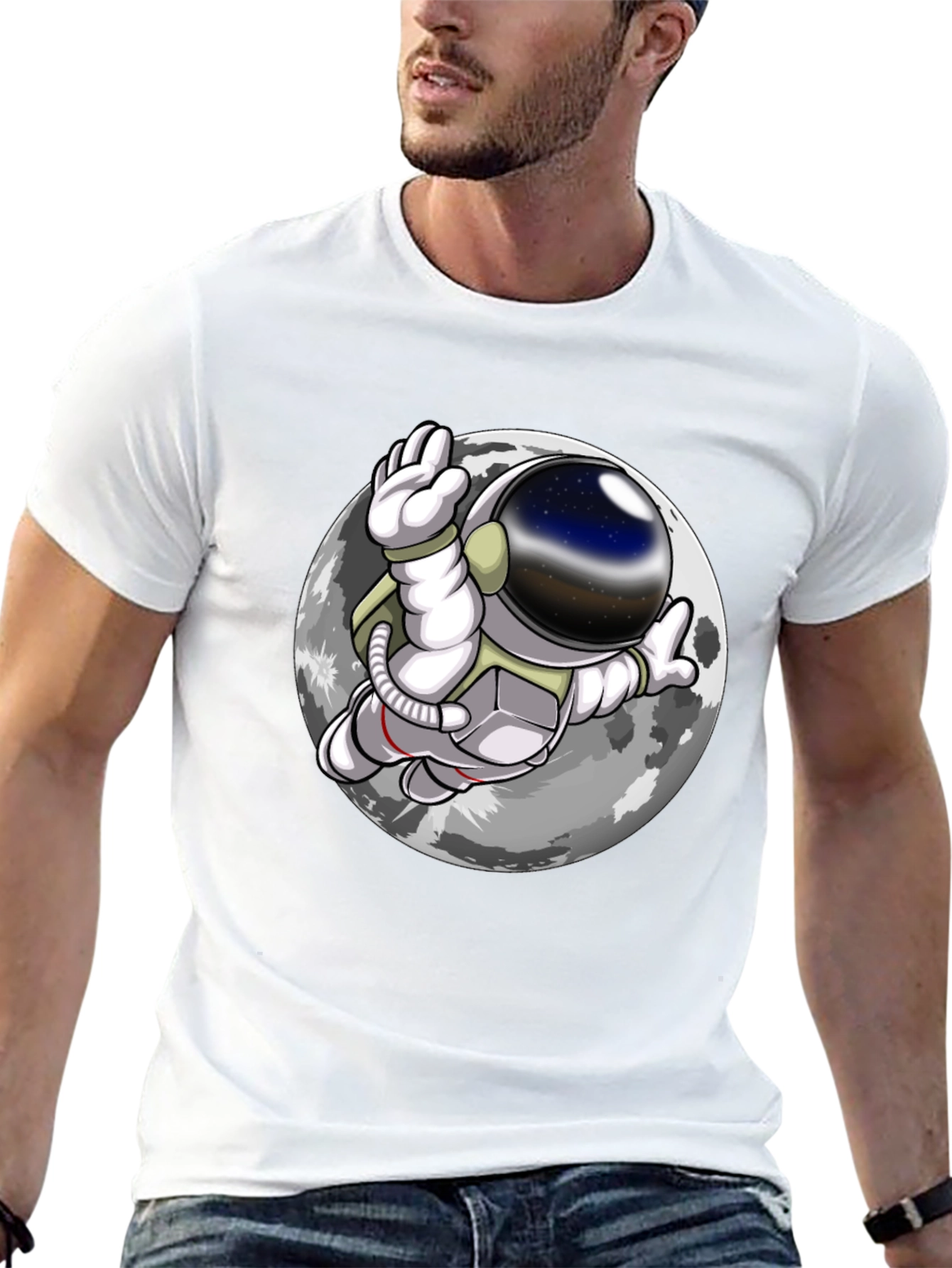 Camiseta Hombre Astronauta Luna Negra