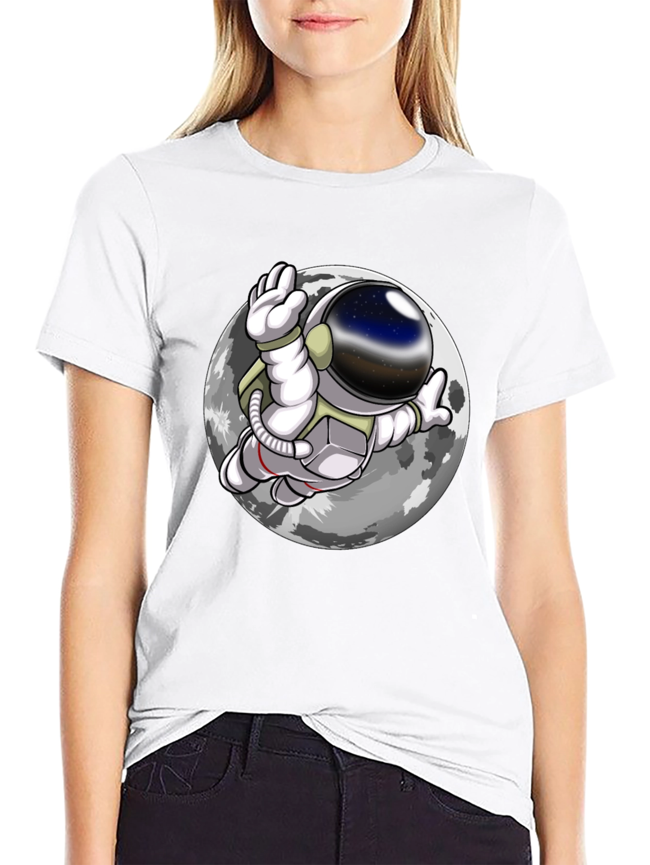 Camiseta Hombre Astronauta Luna Negra