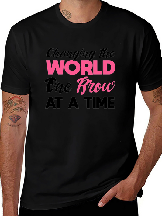 Camiseta Negra Cambia el Mundo Una Ceja a la Vez
