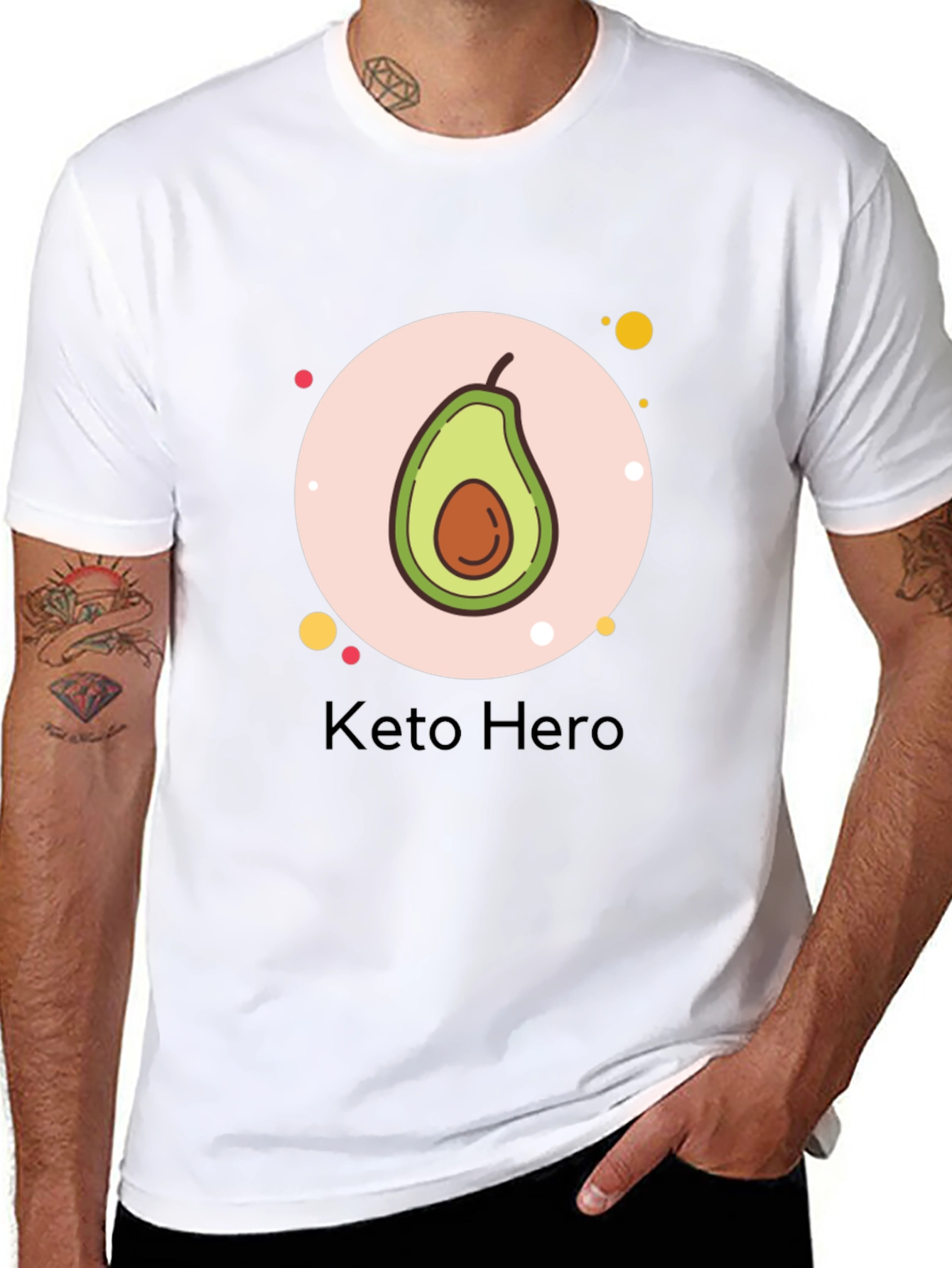 Camiseta Negra Keto Hero con Diseño de Aguacate