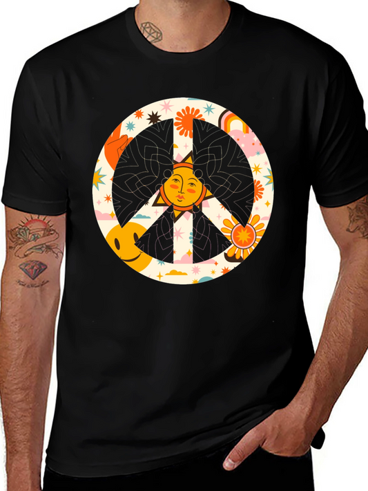 Camiseta Negra Hippie con Símbolo de la Paz
