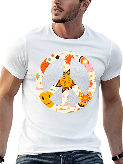 Camiseta Negra Hippie con Símbolo de la Paz