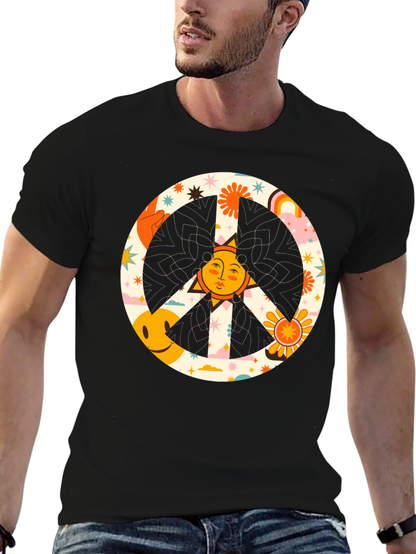Camiseta Negra Hippie con Símbolo de la Paz