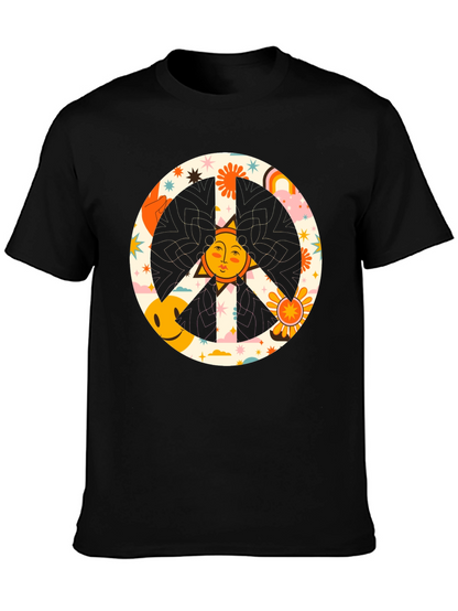 Camiseta Negra Hippie con Símbolo de la Paz