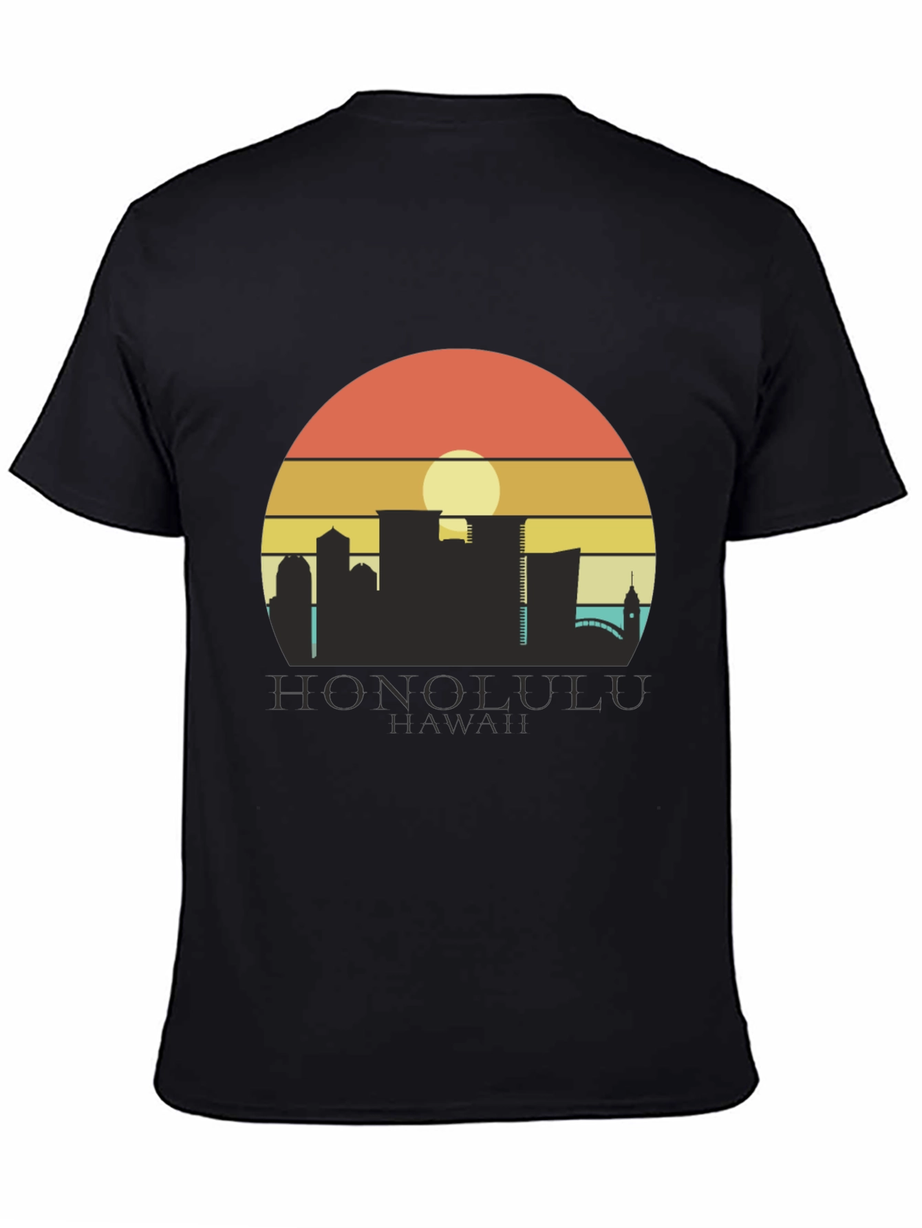 Camiseta Negra Honolulu Hawaii Sunset