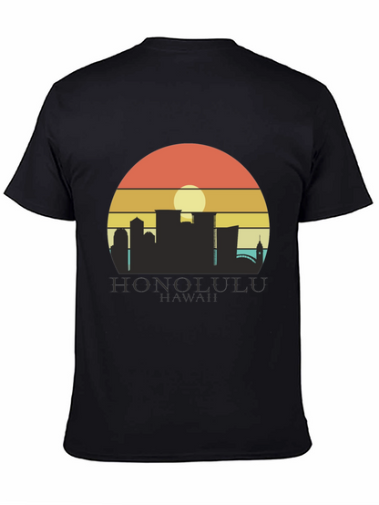 Camiseta Negra Honolulu Hawaii Sunset