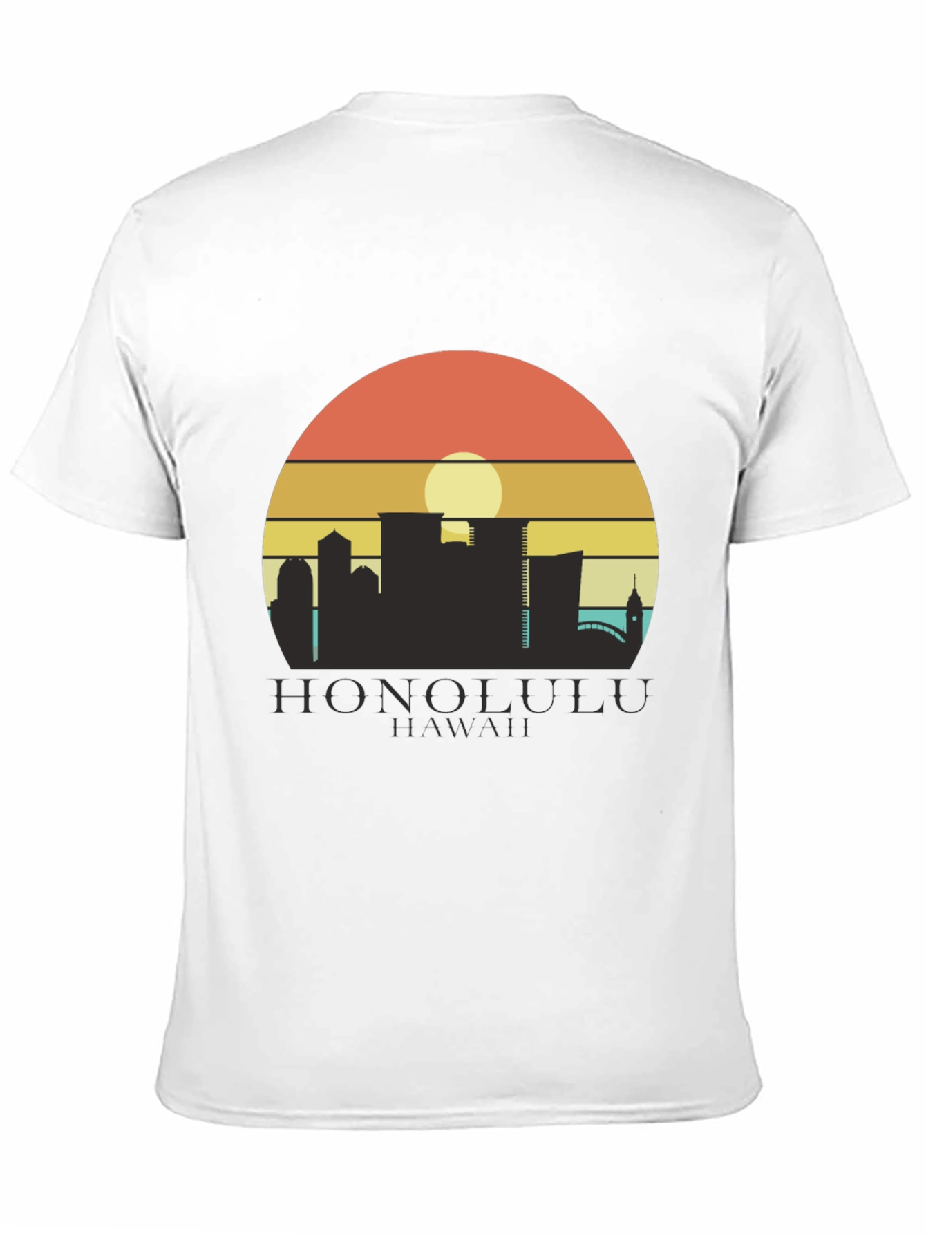 Camiseta Negra Honolulu Hawaii Sunset