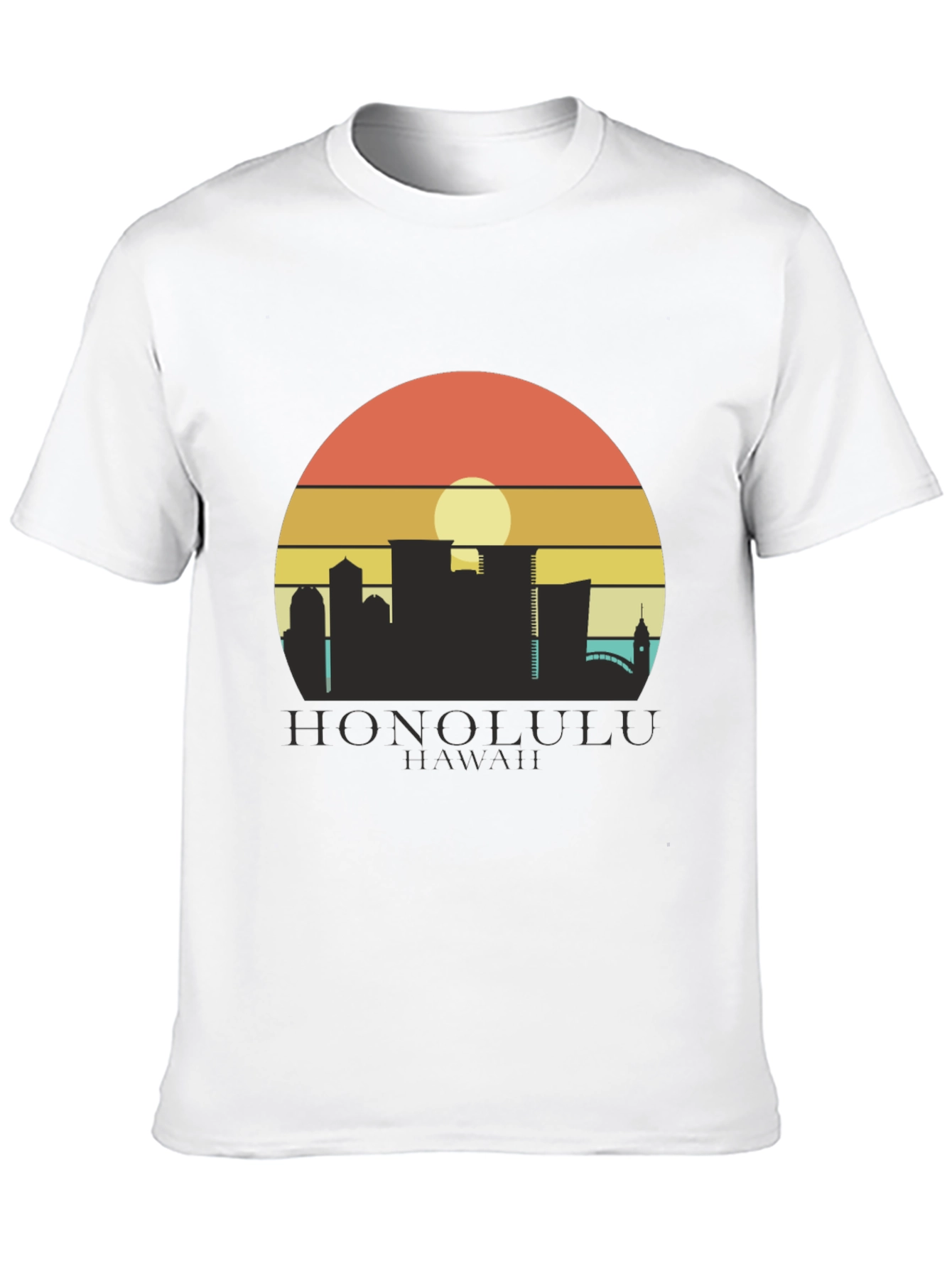 Camiseta Negra Honolulu Hawaii Sunset