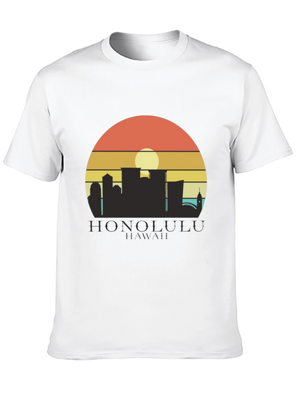 Camiseta Negra Honolulu Hawaii Sunset