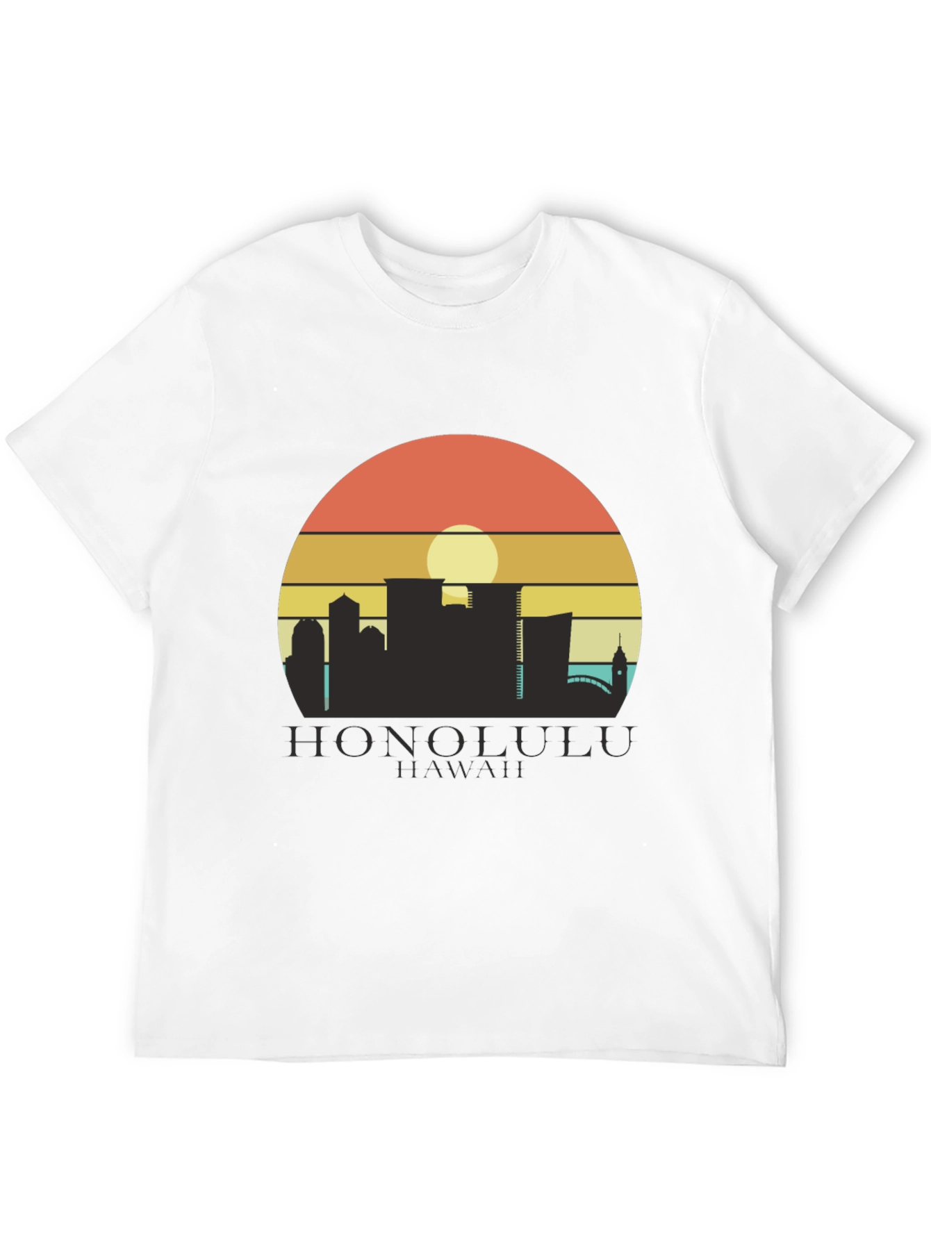 Camiseta Negra Honolulu Hawaii Sunset